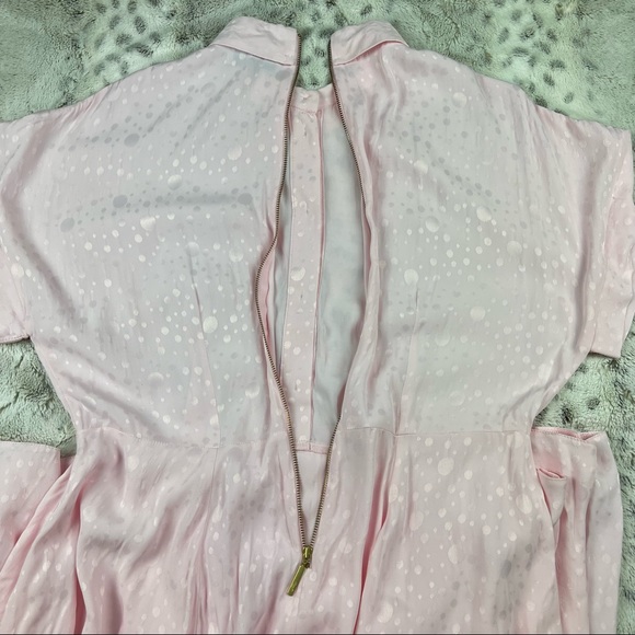 Closet London Short Fold Sleeve Shirt Midi Dress Crystal Buttons Light Pink - Picture 6 of 8